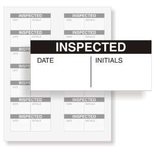  Inspected By Vinyl Label, 1.5 x 0.625