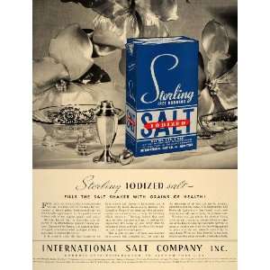   Salt Sterling Shaker Iodized Box   Original Print Ad