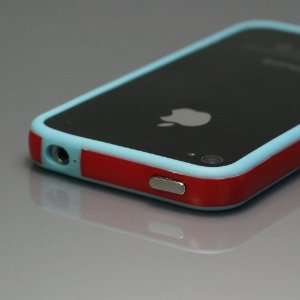 com Blue / Red Bumper Case for Apple iPhone 4 [Total 60 Colors] +Free 