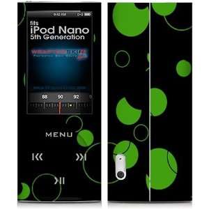 iPod Nano 5G Skin Lots of Dots Green on Black Skin and Screen 