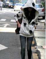 Korean Japan Fashion Style Skull Long Zipper Hoodie White  