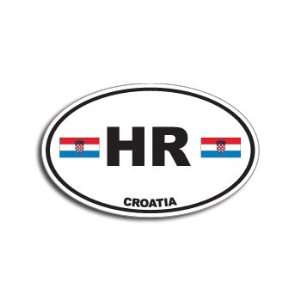  HR CROATIA Country Auto Oval Flag   Window Bumper Sticker 