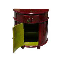 Chinese Red Leather Half Round Side Table ss535  