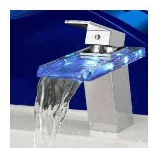 Modern Single Handle Waterfall Bathroom Vanity Vessel Sink LED Faucet 
