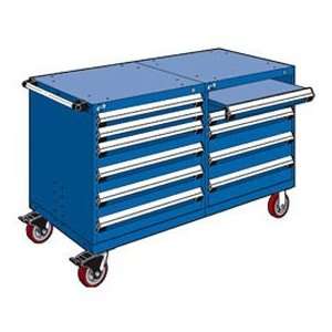  10 Drawer Heavy Duty Double Mobile Cabinet   48Wx27Dx37 
