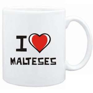 Mug White I love Malteses  Dogs