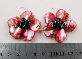 Jade&onyx&shell flower necklace/earring set VJ  