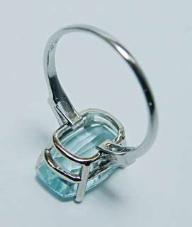   4ct Cushion Aquamarine Baguette Diamond Platinum Ring Estate Jewelry