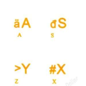  Hungarian Keyboard Stickers Yellow Letters Transparent 