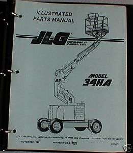 JLG 34HA 34 HA Manlift Parts Catalog Manual Book  