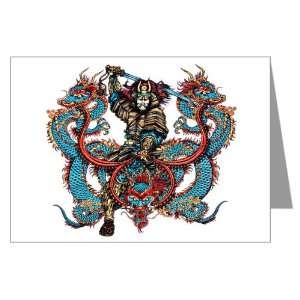  Greeting Cards (10 Pack) Japanese Samurai with Dragons 
