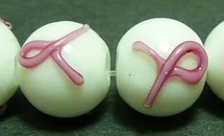 Breast Cancer Awareness Glass Bead craft supplies 10 MM  