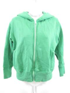 DKNY Green Zipper Front 3/4 Sleeve Hoodie Sweater Sz M  