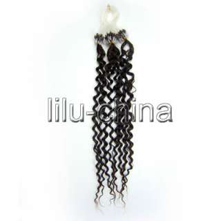 100S 20 Curly Loop/Micro Ring Remy Human hair Extensions#02 dark 