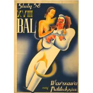  1938 poster XVIII bal  5 luty 38  Warszawa swej Politec 