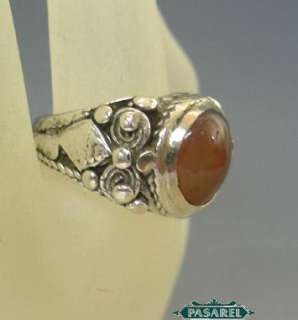 Superb Vintage Unisex Silver Carnelian Ring Israel 1970  