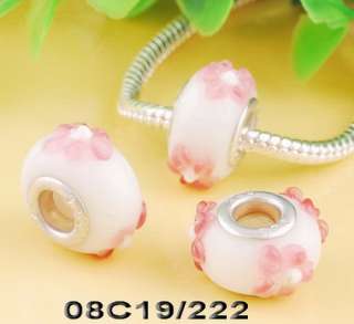   12Colors Flower Outside Murano Glass Spacer Beads Fits Charms Bracelet