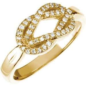  14K Yellow Gold Diamond Love Knot Ring   0.22 Ct. Jewelry