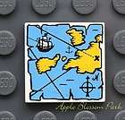NEW Lego Pirate/Harry Potter 2x2 Decorated WHITE TILE Treasure Map w 