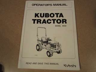 Kubota BX22 tractor owners & maintenance manual  