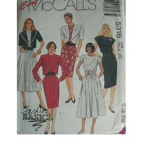  MISSES UNLINED JACKET AND DRESSES SIZE 20 EASY MCCALLS 