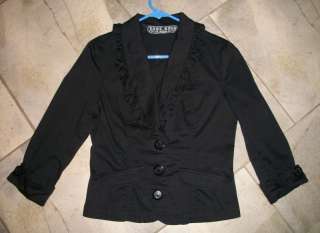 517 Last Kiss Black 3/4 Sleeve Cotton Jacket w Detail S  