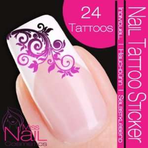  Nail Tattoo Sticker Ornament   black / lilac Beauty