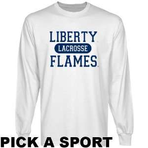  Liberty Flames White Custom Sport Long Sleeve T shirt   (X 
