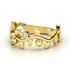  Liana Ring with Three Gems, 14K Yellow Gold Ring with 