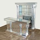 6Ft Solid Mahogany Silver Mirrored Glass Home Pub Bar w/ Cabinets 