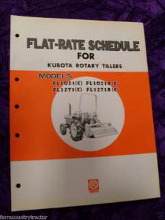 Kubota FL1021/1021R etc Tiller FlatRate Schedule Manual  