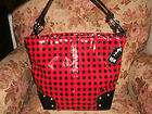 Kristine Accessories Red & Black Checkered Tote Handbag w/ silver 