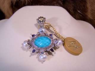 Barbara Bixby Sterling 18kt Gold Pearl Turquoise Quartz Pendant 