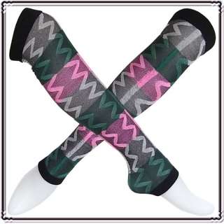 colors striped design knee high leg warmers/footless  