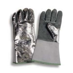 Work Glove Leather Palm Aluminized Back w/Finger and Thumb 