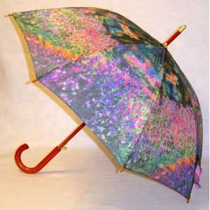 Le Jardin by Monet Full Size Stick Art Umbrella with Automatic Push 