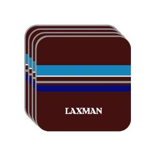 Personal Name Gift   LAXMAN Set of 4 Mini Mousepad Coasters (blue 