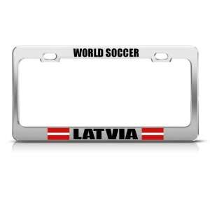 Latvia Latvian Flag Sport Soccer license plate frame Stainless Metal 