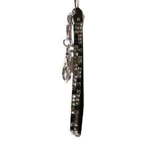 Irregular Silver and Black Speckled Sequin Stud Keychain   SilverTone 