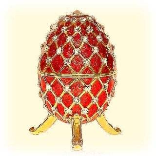 Large RED Faberge style Egg Box 24K Gold Swarovski Crystals with Big 