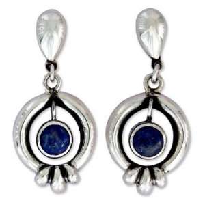  Lapis lazuli flower earrings, Mexican Blossom Jewelry