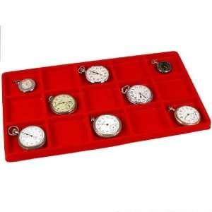   15 Slot Red Jewelry Coin Showcase Display Tray Insert