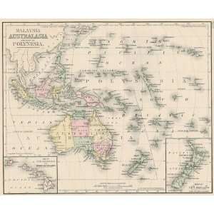   1876 Antique Map of Malaysia, Australasia & Polynesia
