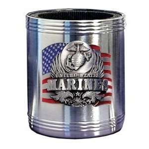  Can Cooler   Pewter Emblem US Marines