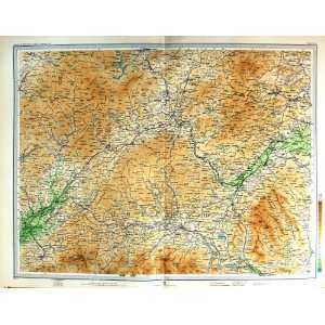   1903 Colour Map Brecon Builth Llandovery Wales