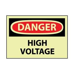 GD49RB   Danger, High Voltage, 10 X 14, .050 Rigid Plastic Glow 