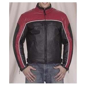    Mens Black & Red Vented Leather Motorcycle Jackets Automotive