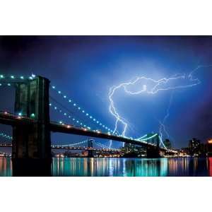  Electric New York City Night Storm Photography Poster 24 x 