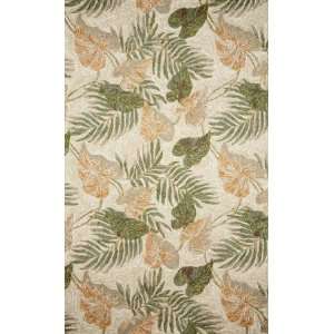 /Outdoor Hand Hooked Area Rug Tropical Leaf 8 Square Neutral Carpet 