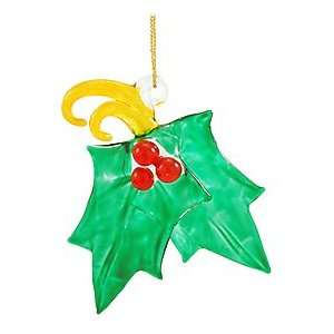 Holly Leaves With Berries Spun Glass Ornament
